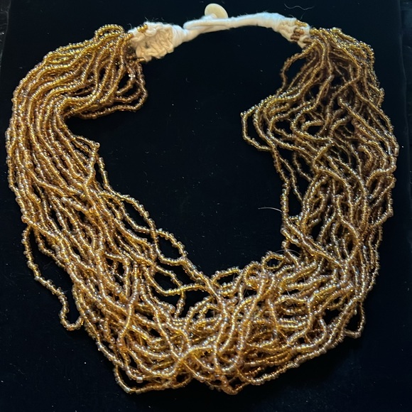 Brown and Cream Beaded Necklace - Picture 14 of 16